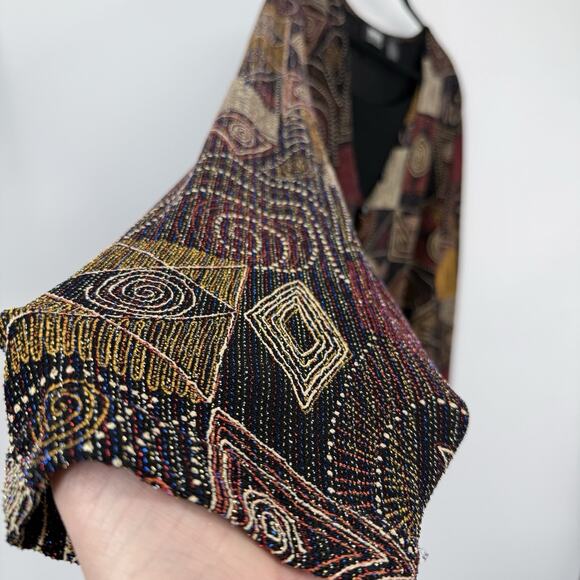 Baranda Woman Attached Top Cardigan size 2X Black Multicolor Art to Wear Boho - Picture 6 of 9